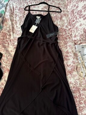 Black Wrap Maxi Dress with Spaghetti Straps